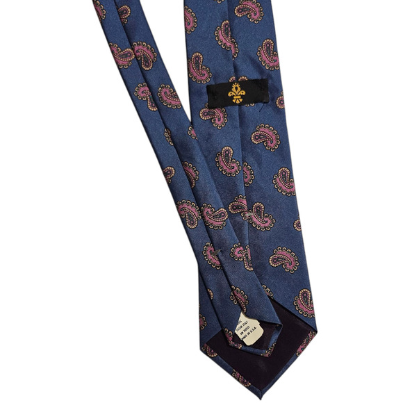 Robert Talbott Blue Paisley Silk Tie Made in USA Fabric from Italy 3.25” Wide - Picture 5 of 6